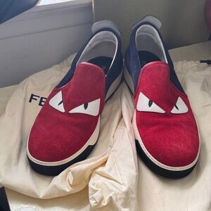 Fendi Red and Black Men's Slip-On Shoes